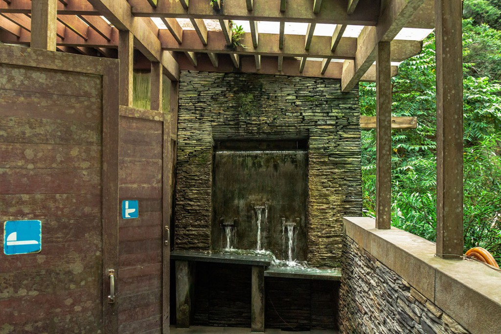 A washroom which taps it's water from the nearby waterfall in Baiyang Trail in Taroko National Park.